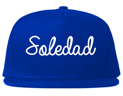 Soledad California CA Script Mens Snapback Hat Royal Blue