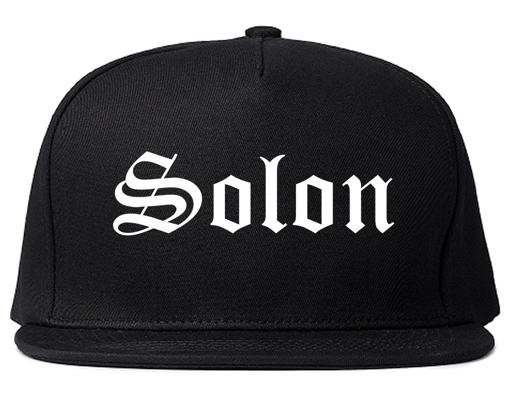 Solon Ohio OH Old English Mens Snapback Hat Black