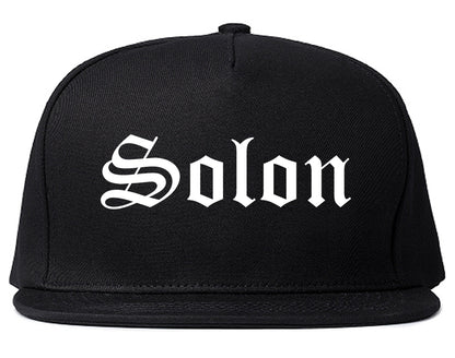 Solon Ohio OH Old English Mens Snapback Hat Black