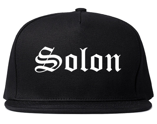 Solon Ohio OH Old English Mens Snapback Hat Black