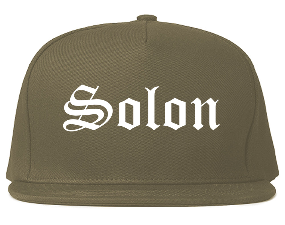 Solon Ohio OH Old English Mens Snapback Hat Grey