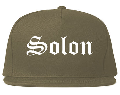 Solon Ohio OH Old English Mens Snapback Hat Grey