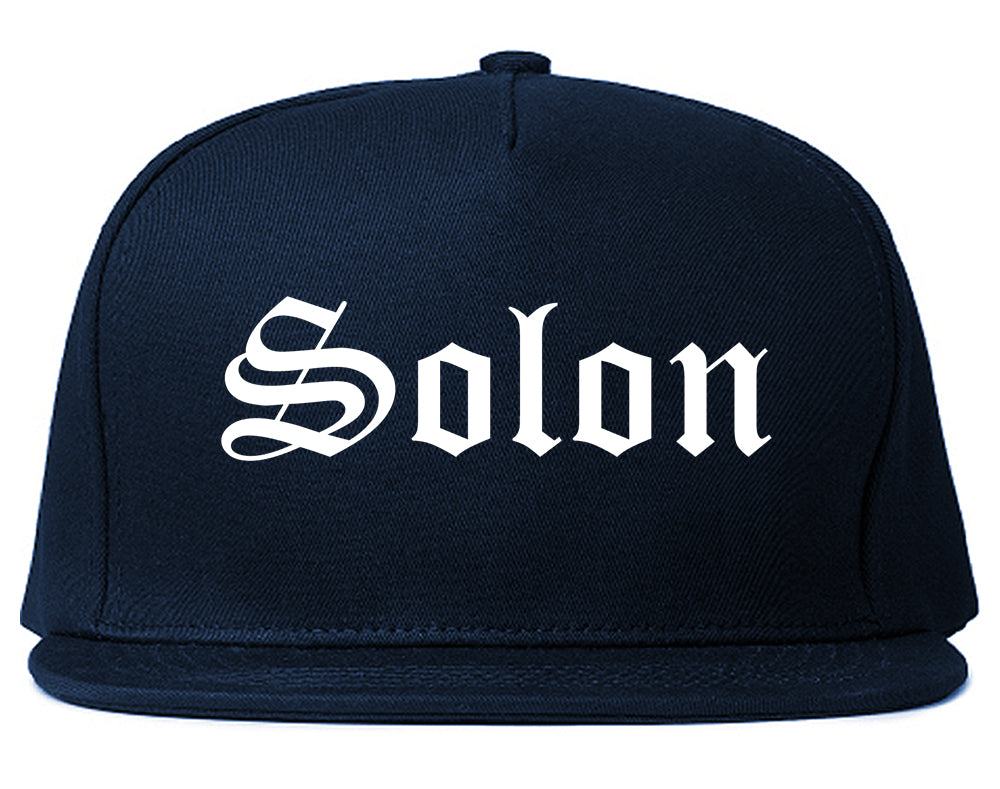 Solon Ohio OH Old English Mens Snapback Hat Navy Blue