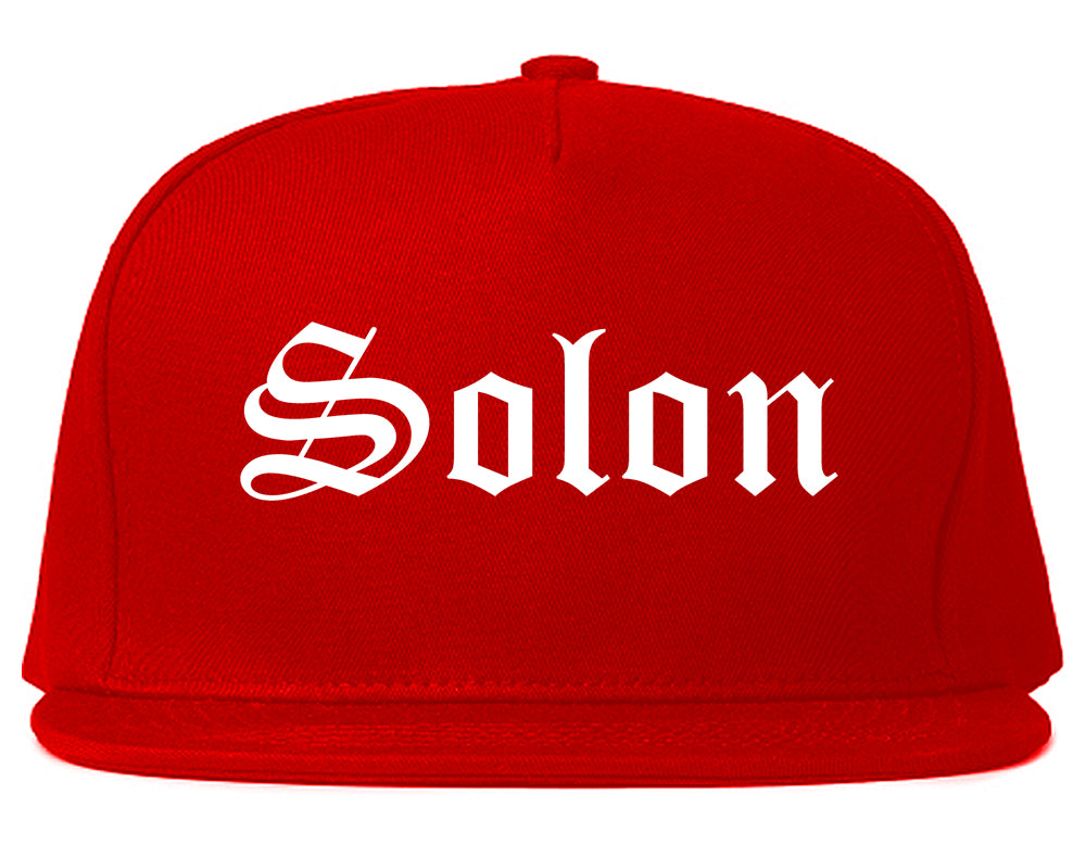 Solon Ohio OH Old English Mens Snapback Hat Red