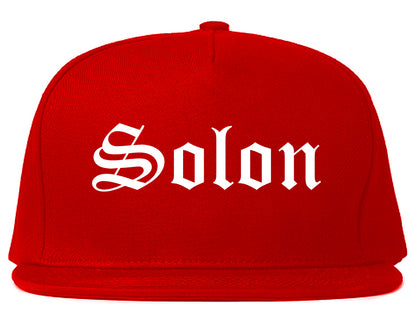 Solon Ohio OH Old English Mens Snapback Hat Red