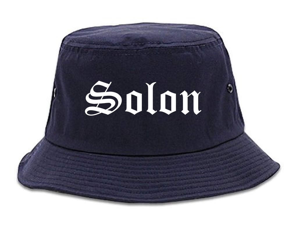 Solon Ohio OH Old English Mens Bucket Hat Navy Blue