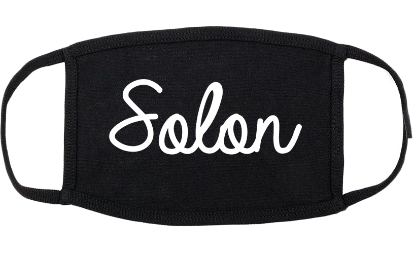 Solon Ohio OH Script Cotton Face Mask Black