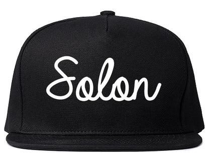 Solon Ohio OH Script Mens Snapback Hat Black