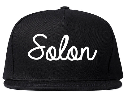 Solon Ohio OH Script Mens Snapback Hat Black
