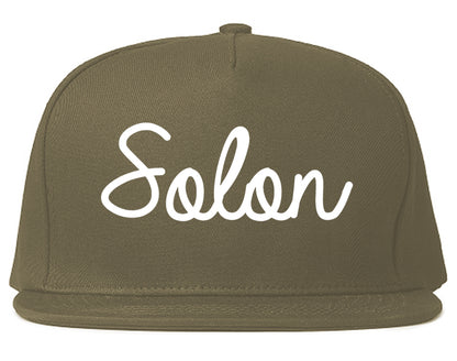 Solon Ohio OH Script Mens Snapback Hat Grey