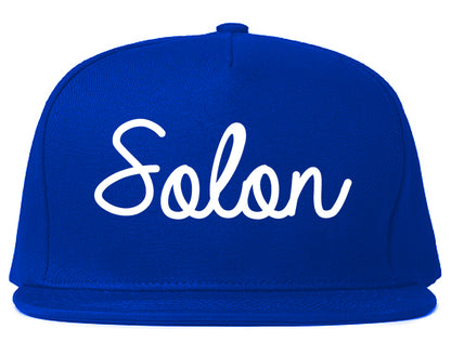 Solon Ohio OH Script Mens Snapback Hat Royal Blue