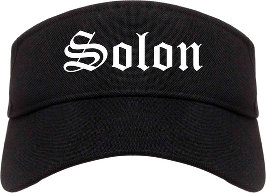 Solon Ohio OH Old English Mens Visor Cap Hat Black