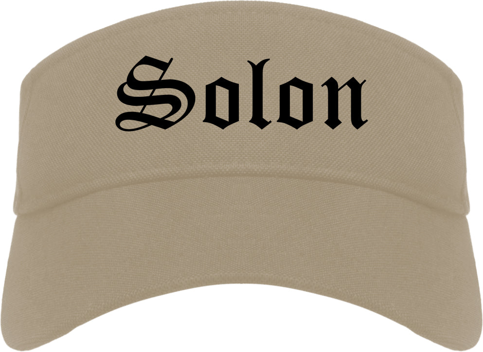 Solon Ohio OH Old English Mens Visor Cap Hat Khaki