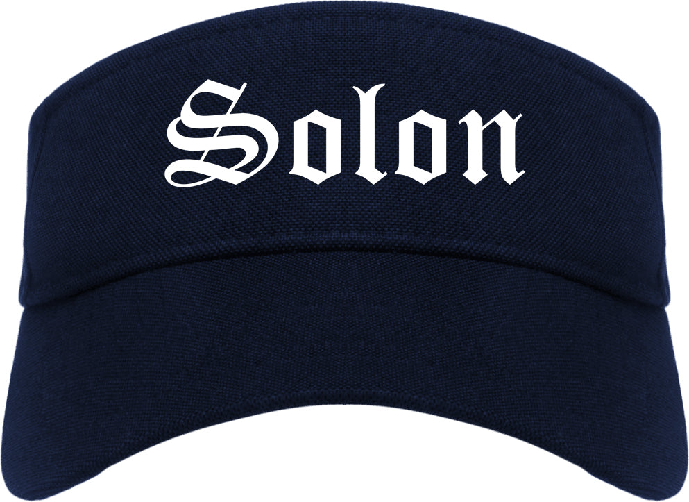 Solon Ohio OH Old English Mens Visor Cap Hat Navy Blue