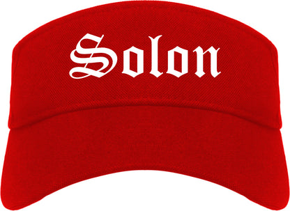 Solon Ohio OH Old English Mens Visor Cap Hat Red