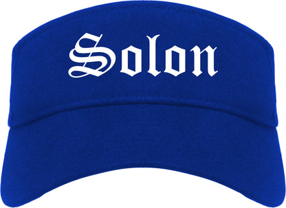 Solon Ohio OH Old English Mens Visor Cap Hat Royal Blue