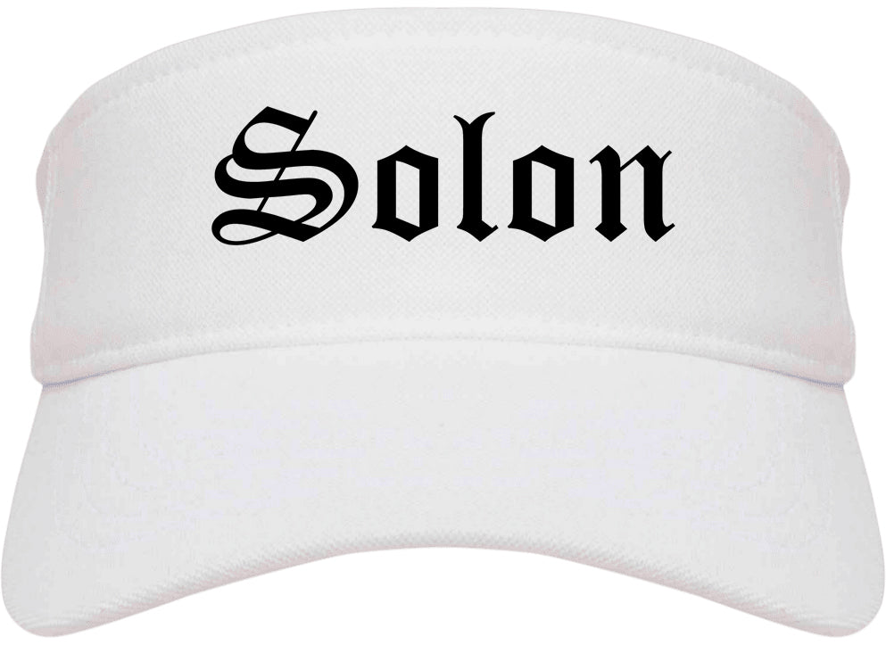 Solon Ohio OH Old English Mens Visor Cap Hat White