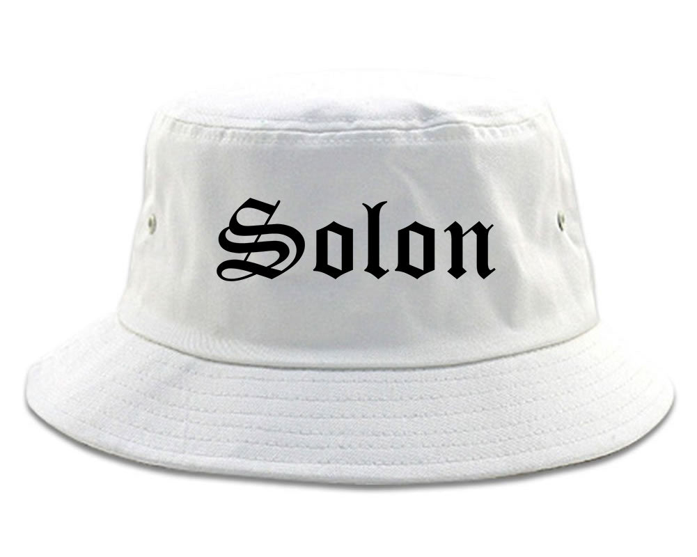 Solon Ohio OH Old English Mens Bucket Hat White
