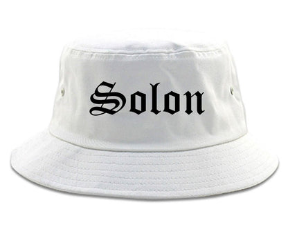 Solon Ohio OH Old English Mens Bucket Hat White