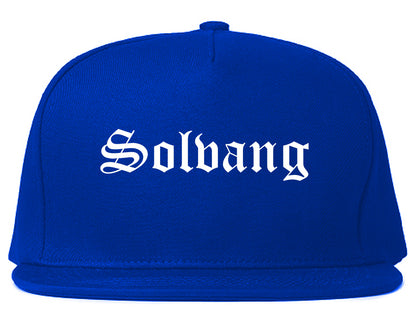 Solvang California CA Old English Mens Snapback Hat Royal Blue