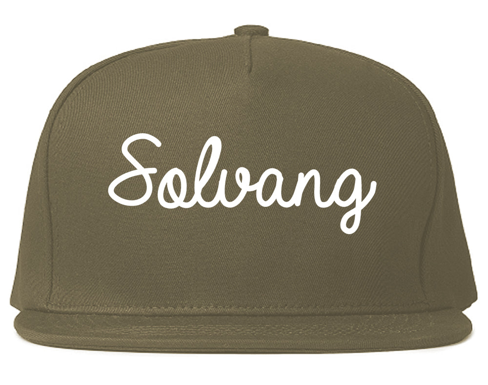 Solvang California CA Script Mens Snapback Hat Grey