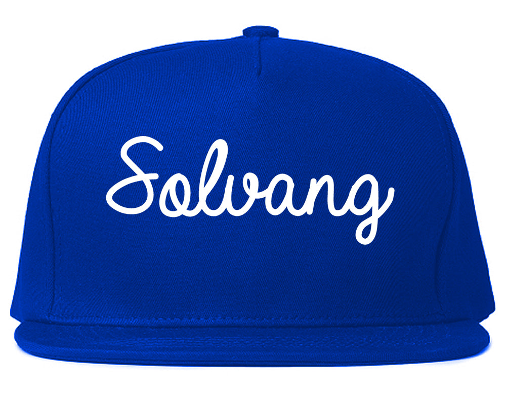 Solvang California CA Script Mens Snapback Hat Royal Blue