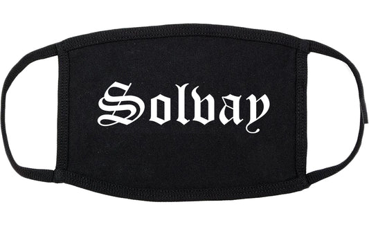 Solvay New York NY Old English Cotton Face Mask Black