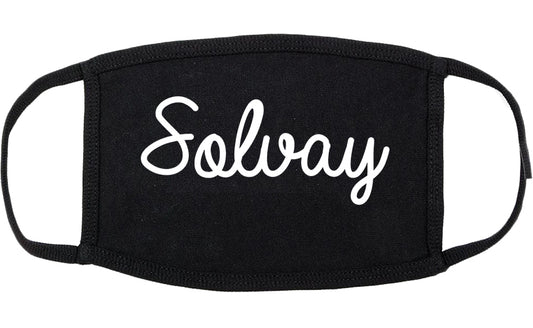Solvay New York NY Script Cotton Face Mask Black