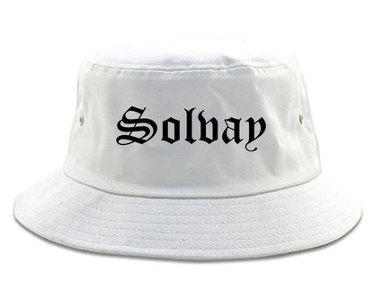 Solvay New York NY Old English Mens Bucket Hat White