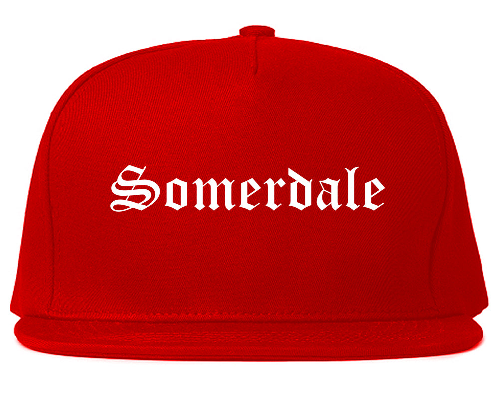 Somerdale New Jersey NJ Old English Mens Snapback Hat Red