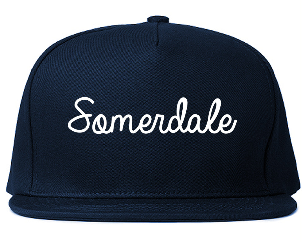 Somerdale New Jersey NJ Script Mens Snapback Hat Navy Blue