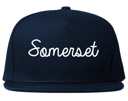 Somerset Kentucky KY Script Mens Snapback Hat Navy Blue