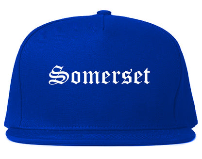 Somerset Pennsylvania PA Old English Mens Snapback Hat Royal Blue