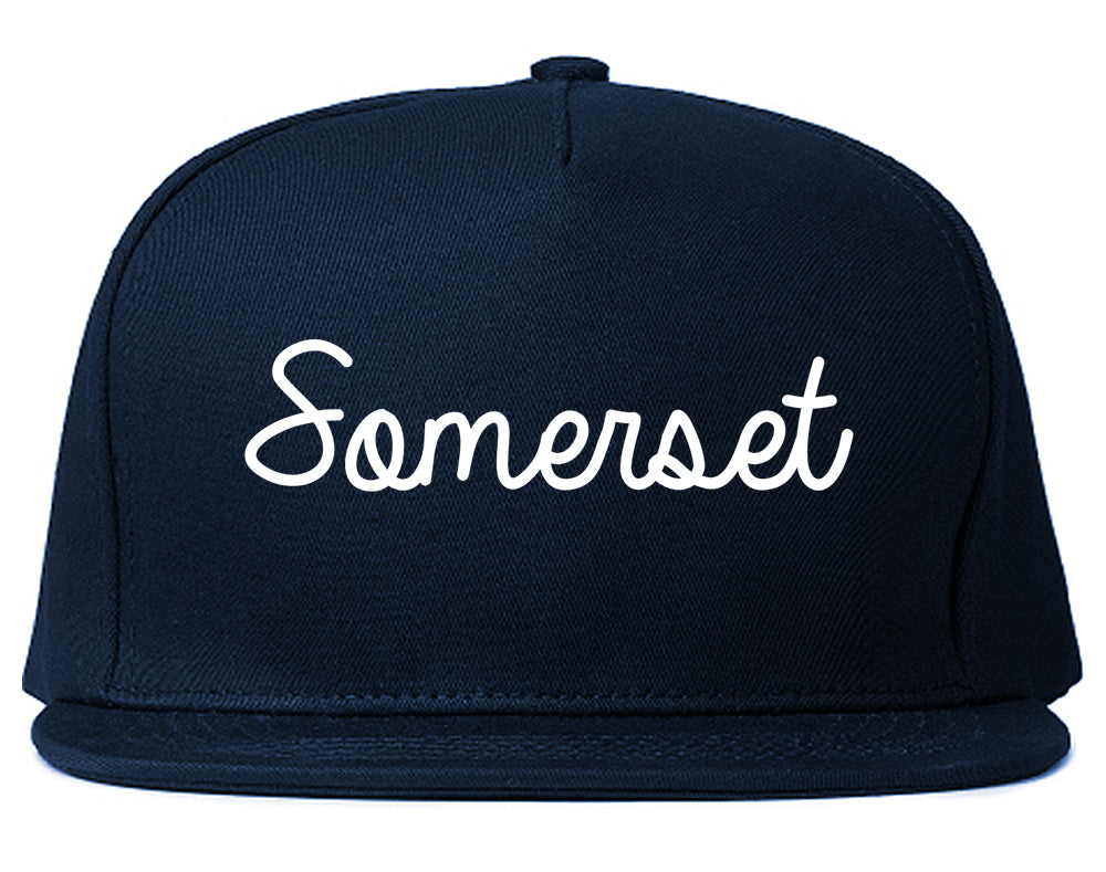 Somerset Pennsylvania PA Script Mens Snapback Hat Navy Blue
