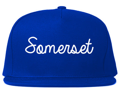 Somerset Pennsylvania PA Script Mens Snapback Hat Royal Blue
