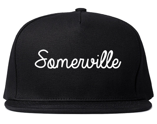 Somerville Massachusetts MA Script Mens Snapback Hat Black