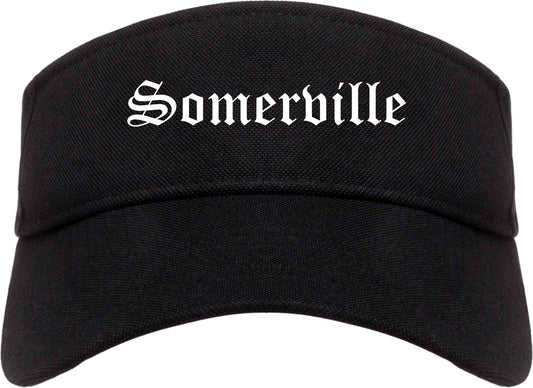 Somerville Massachusetts MA Old English Mens Visor Cap Hat Black