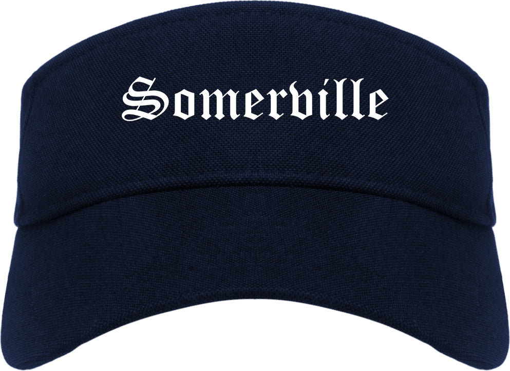 Somerville Massachusetts MA Old English Mens Visor Cap Hat Navy Blue