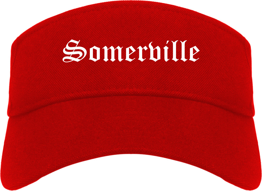 Somerville Massachusetts MA Old English Mens Visor Cap Hat Red