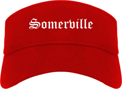 Somerville Massachusetts MA Old English Mens Visor Cap Hat Red