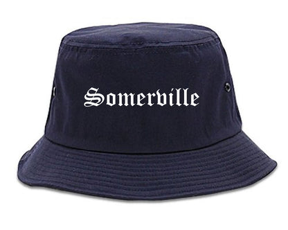 Somerville New Jersey NJ Old English Mens Bucket Hat Navy Blue