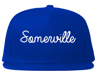 Somerville New Jersey NJ Script Mens Snapback Hat Royal Blue