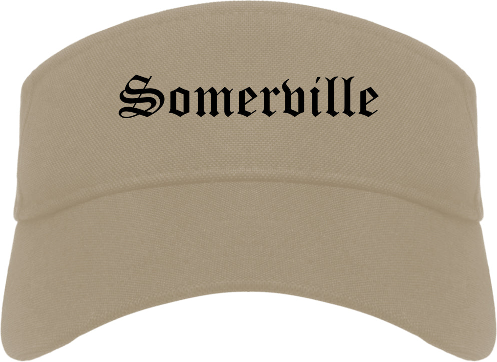Somerville New Jersey NJ Old English Mens Visor Cap Hat Khaki