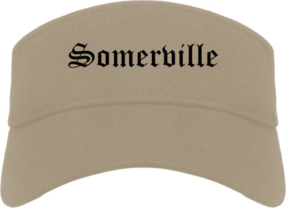 Somerville New Jersey NJ Old English Mens Visor Cap Hat Khaki