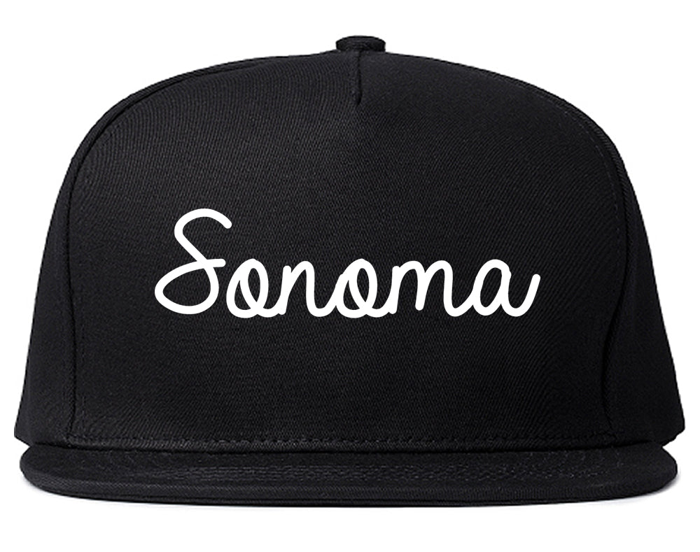 Sonoma California CA Script Mens Snapback Hat Black