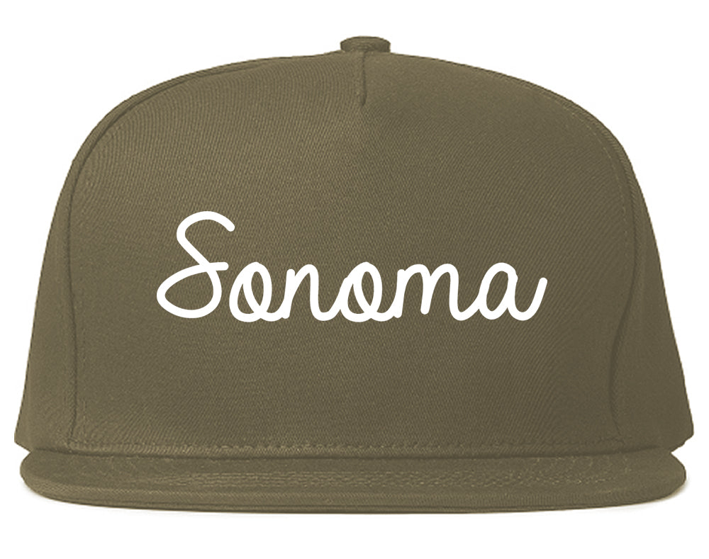 Sonoma California CA Script Mens Snapback Hat Grey