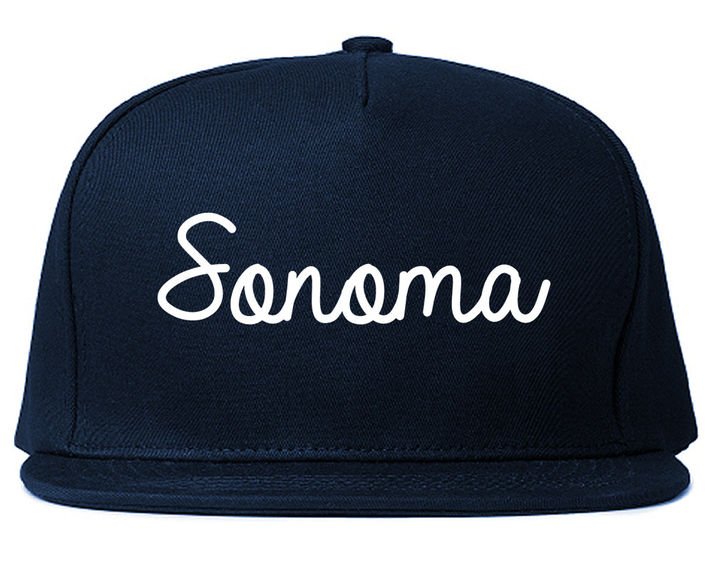 Sonoma California CA Script Mens Snapback Hat Navy Blue