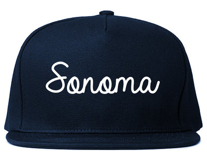 Sonoma California CA Script Mens Snapback Hat Navy Blue