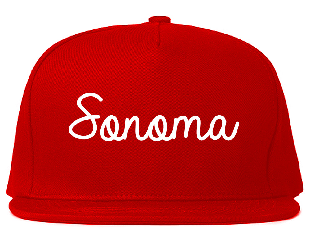 Sonoma California CA Script Mens Snapback Hat Red