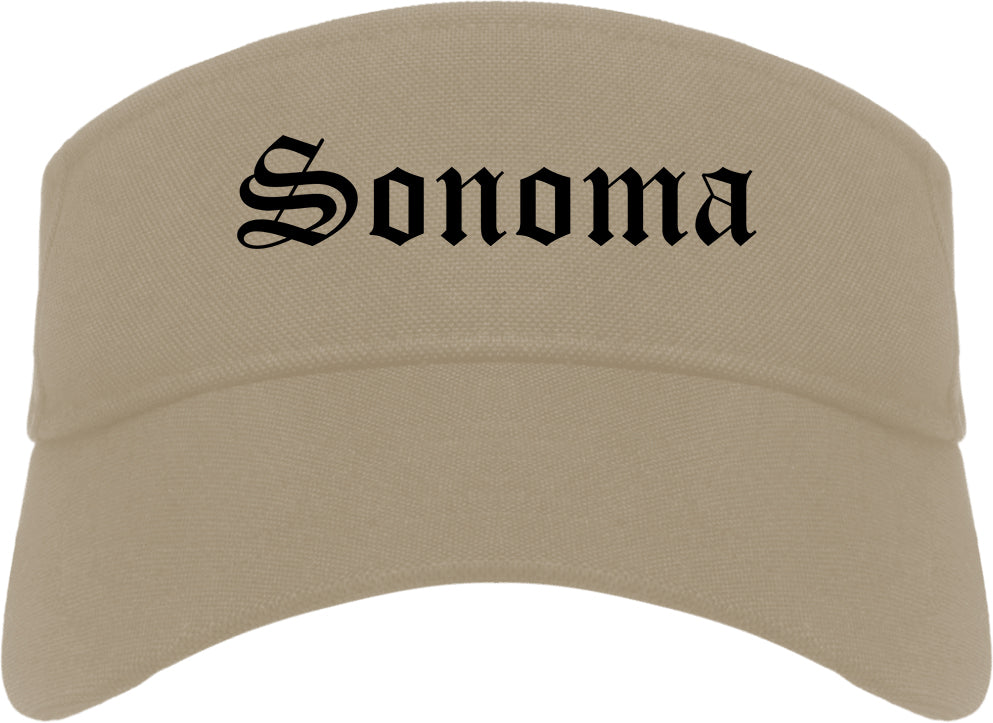 Sonoma California CA Old English Mens Visor Cap Hat Khaki